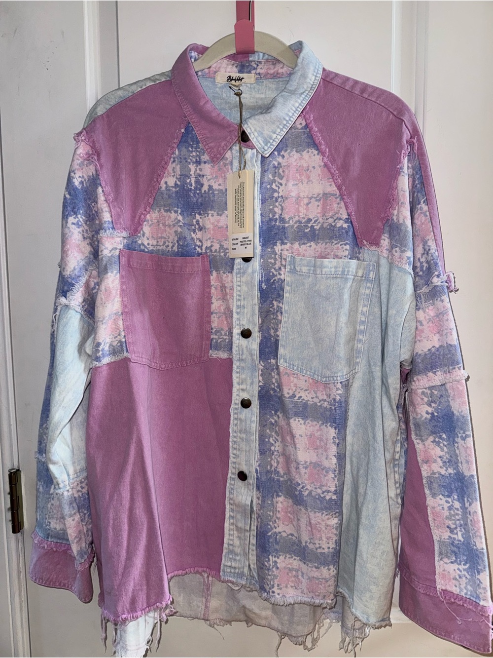 Blue Velvet Patchwork Denim Shacket - Shirt Jacket - NWT - Picture 4 of 11